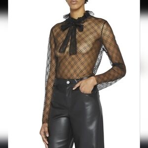 Philosophy Di Lorenzo Serafini Sheer Checkered Ruffle Blouse Size 2